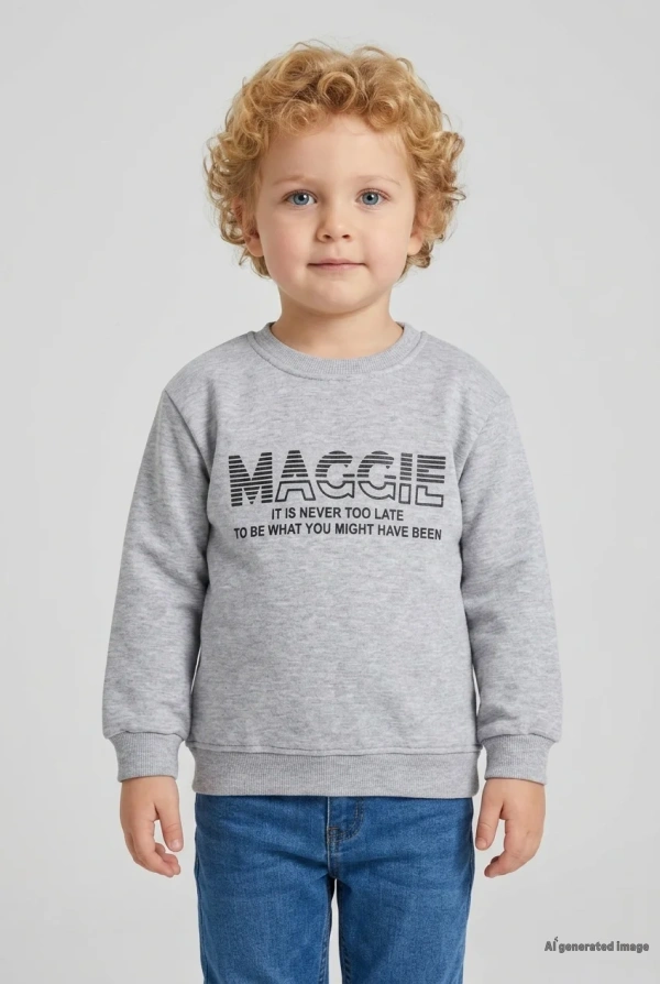 3-12 Yaş Erkek Çocuk Üç İplik Baskılı Sweat Açıkgri