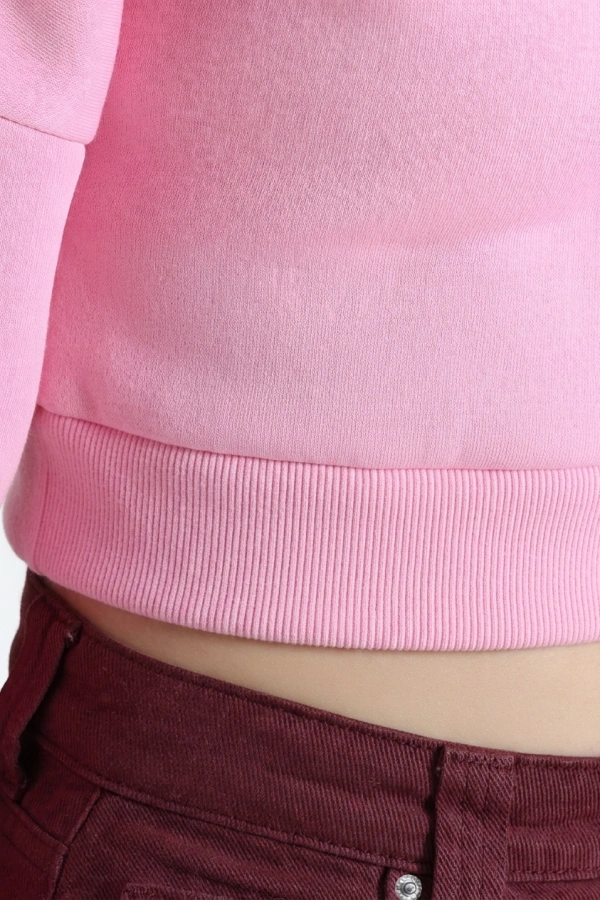 Kapşonlu Baskılı Sweat Pembe 7