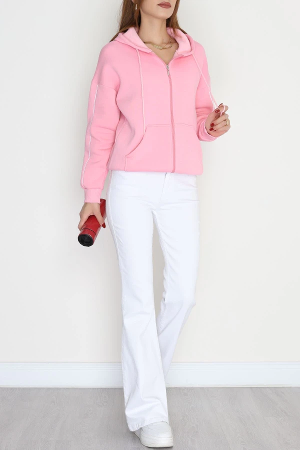 3 İplik Kompakt Oversize Biyeli Sweat Pembe 3