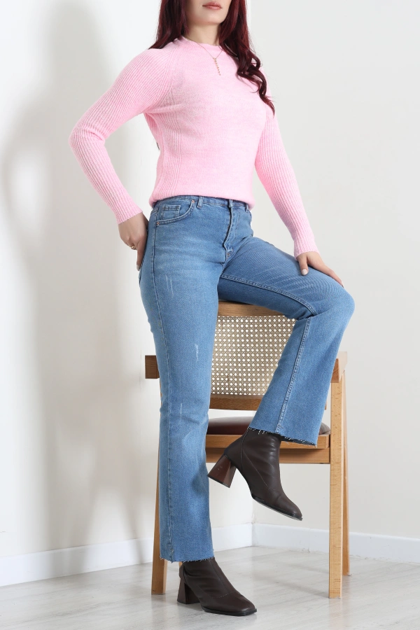 Bisiklet Yaka Yumoş Body Pembe 4
