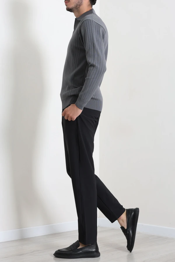 Polo Yaka Erkek Triko Sweat Antrasit 6