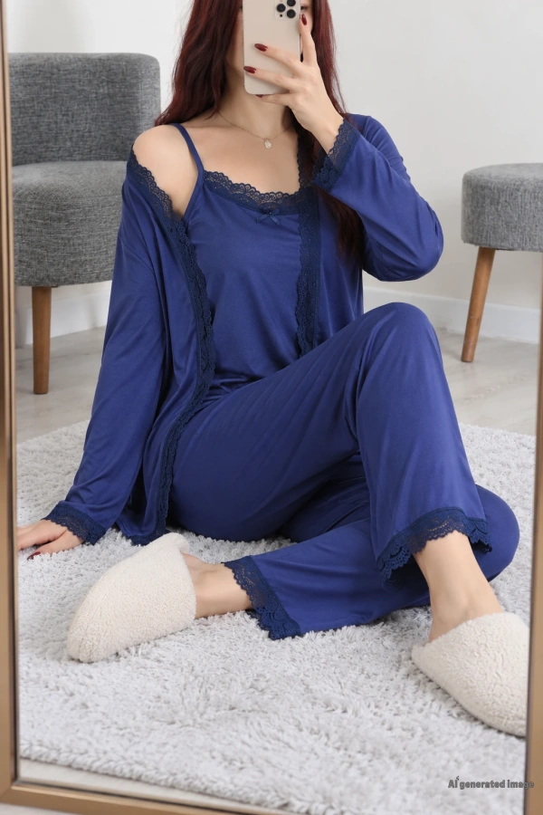 Milan Üçlü Pijama Seti Lacivert