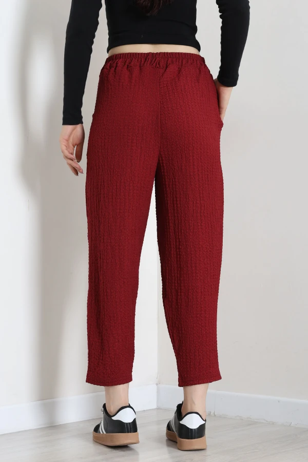 Beli Lastikli Bubble Pantolon Bordo 8