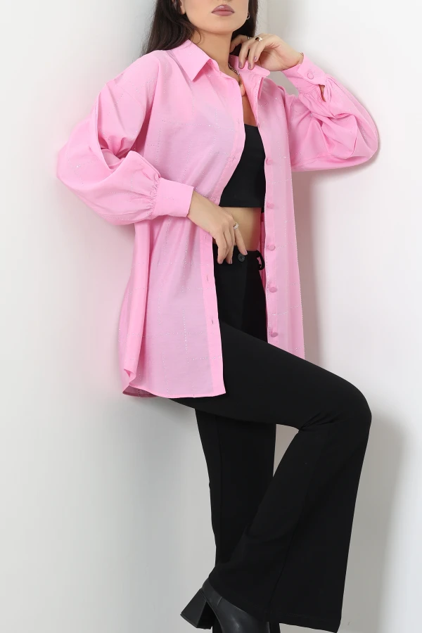 Taşlı Gömlek Pembe 3