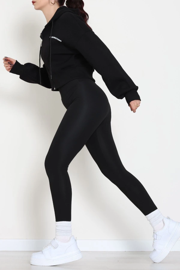 3 İplik Oversize Fermuarlı Sweat Siyah 3