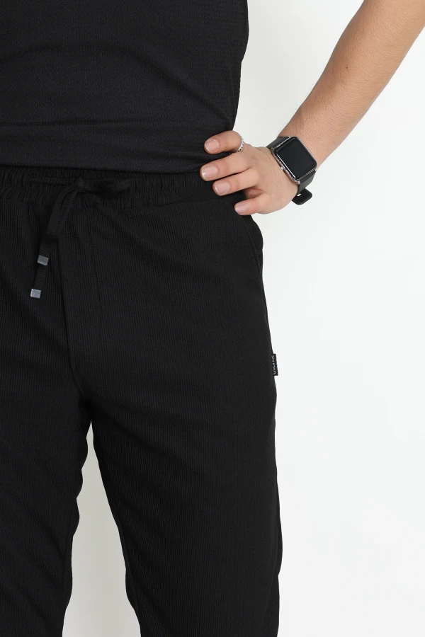 Erkek Siyah Beli Lastikli Jogger Eşofman Altı 8