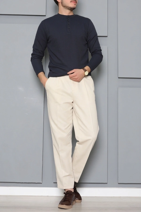 Fitilli Modal Henley Sweatshirt  Füme 2