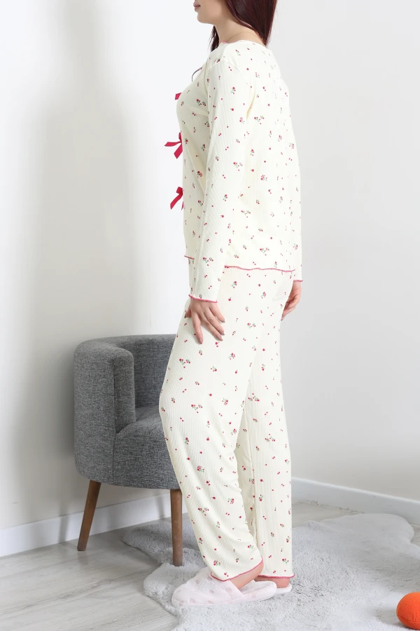 Kaşkorse Pijama Takımı Sarıçiçekli 8