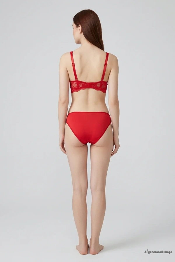 Kadın Kırmızı Dantelli Dolgulu Sütyen Takımı Bralet 3