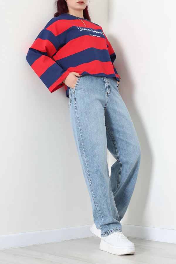 Kadın Açık Mavi Baggy Fit Yüksek Bel Kot Pantolon 5