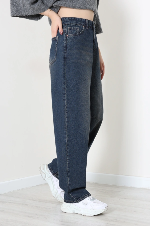 Kadın Kahverengi Baggy Fit Yüksek Bel Kot Pantolon 3