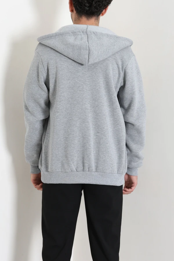 Erkek Gri 3 İplik Şardonlu Oversize Sweatshirt 7