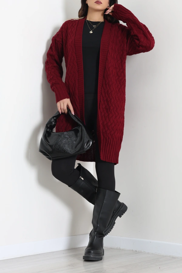 Triko Hırka Bordo 2