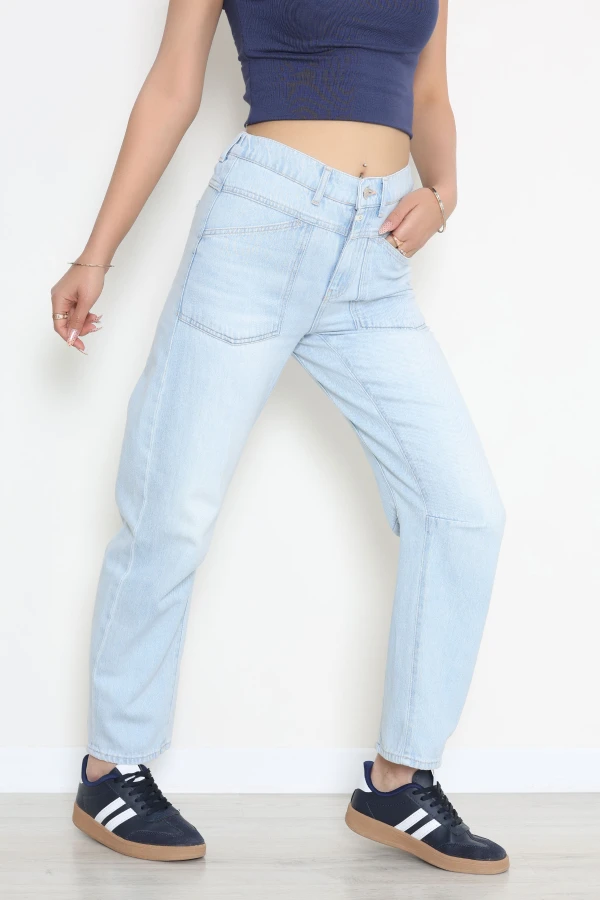 Relax Beli Lastikli Kot Pantolon Açıkmavi 4
