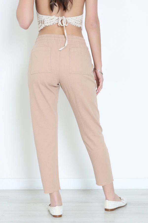 Paça Püsküllü Pantolon Vizon 7