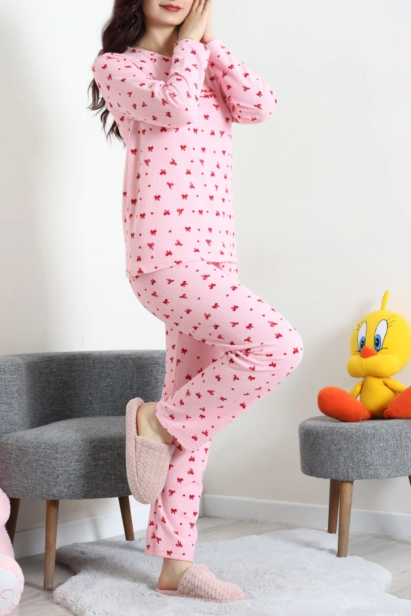 Waffle Pijama Takımı Pembe 7
