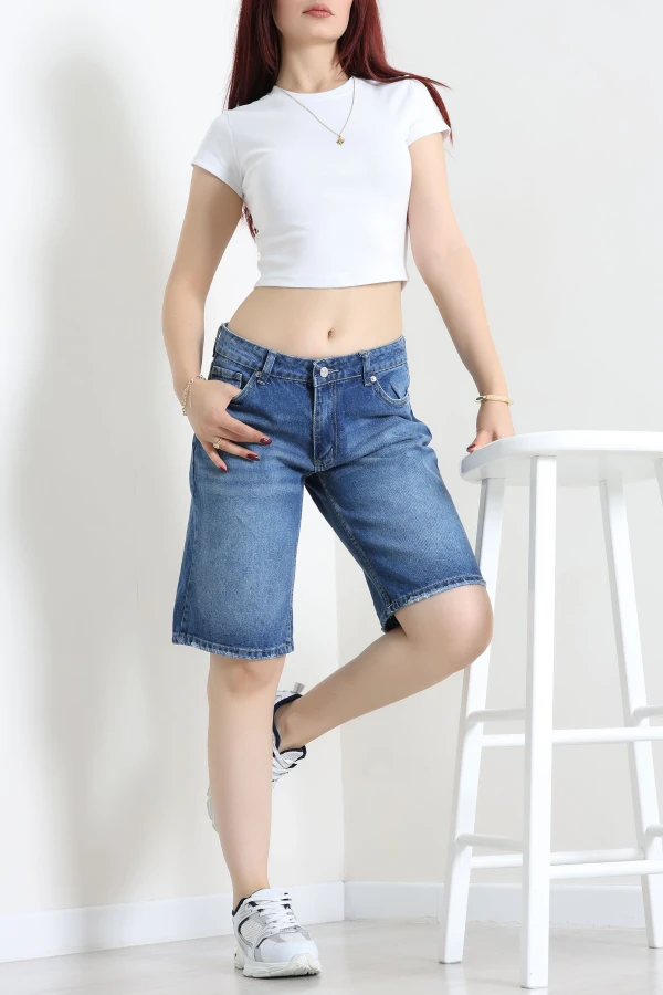 Denim Şort Koyumavi 3