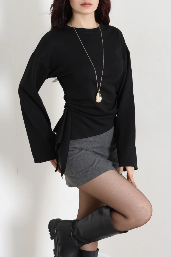 Kimono Kol Modal Bluz Siyah 3