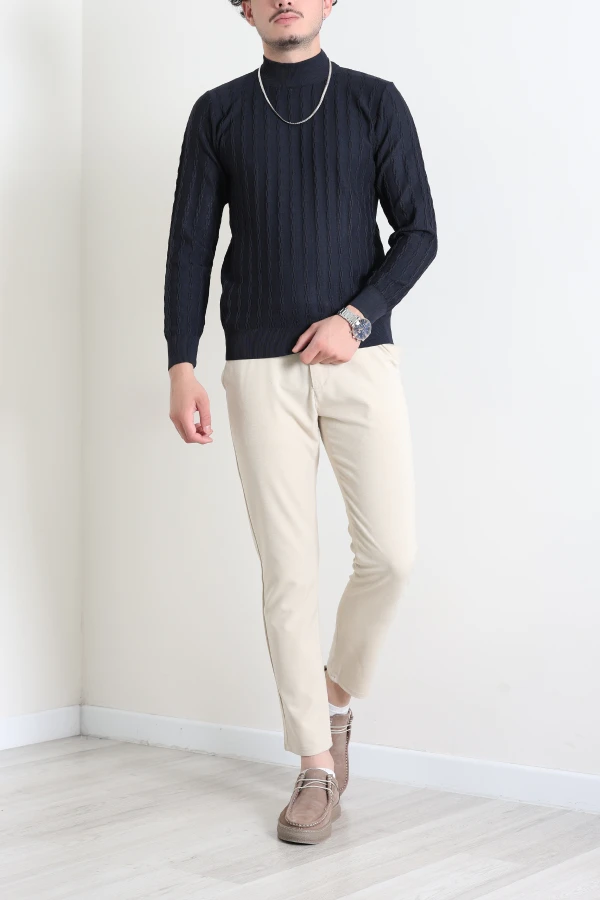 Yarım Balıkçı Yaka Erkek Triko Sweat Lacivert 9