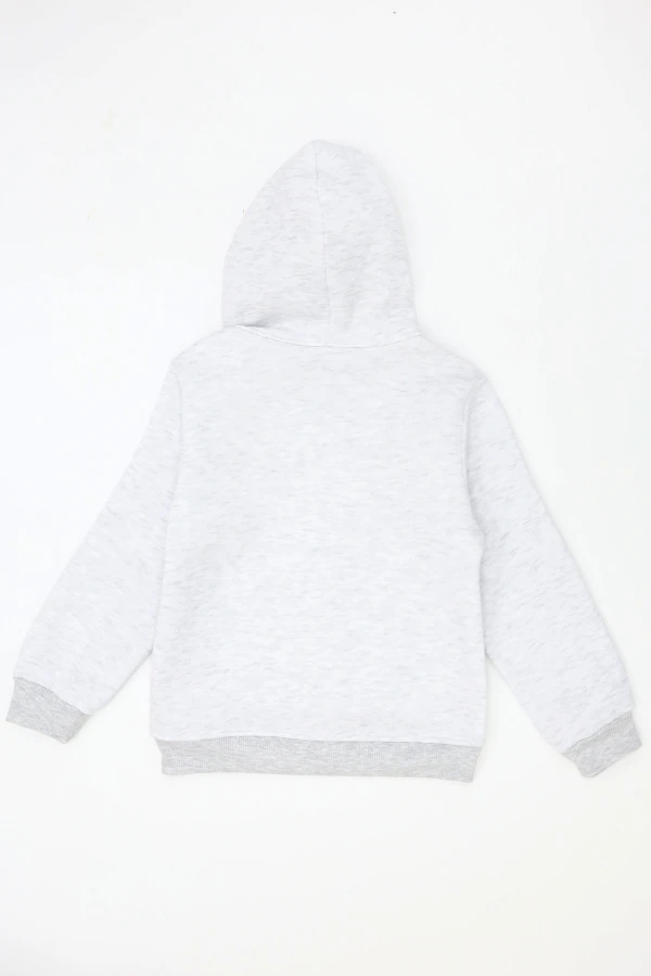 Kız Çocuk Gri Fermuarlı Kapüşonlu İki İplik Sweatshirt 7