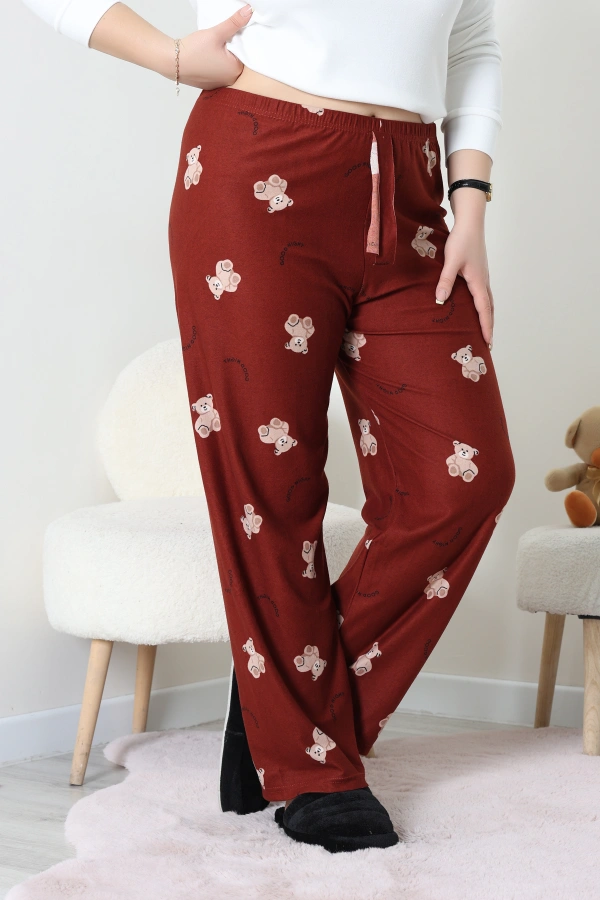 Büyük Beden Süet Pijama Altı Kahveayı 5