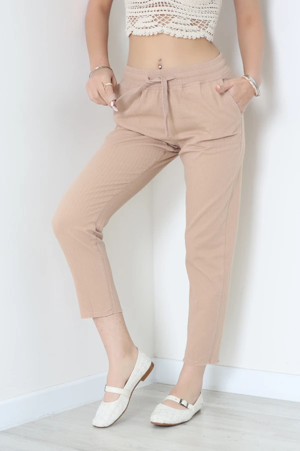 Paça Püsküllü Pantolon Vizon 5