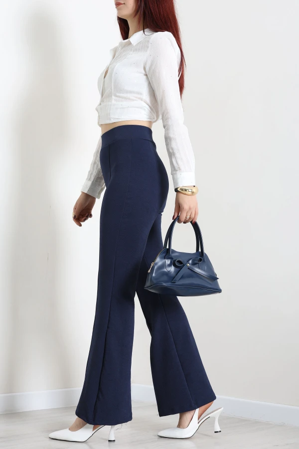 Zra Krep Zara Pantolon Lacivert 6