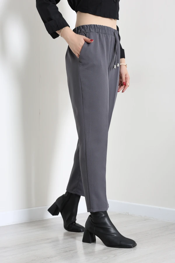 Dabıl Bağcıklı Pantolon Füme 3