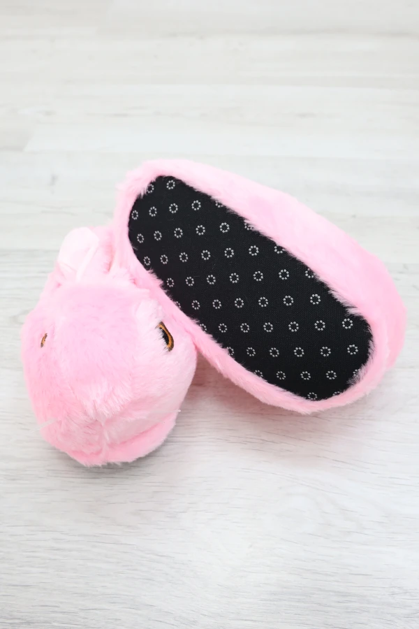 Çocuk Pembe Ev Panduf Sıcak Kaymaz Peluş Kışlık Terlik 8