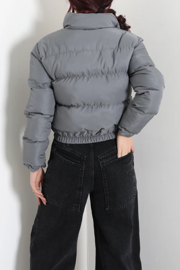 Beli Lastikli Şişme Mont Koyugri 6