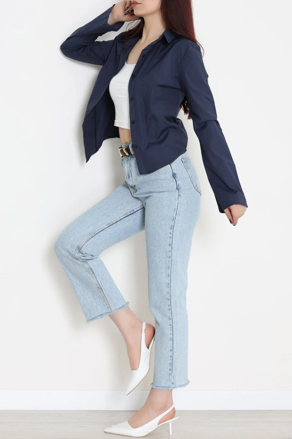Poplin Kumaş Fit Gömlek Lacivert 4