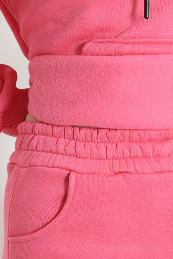 Kapşonlu 3 İplik Eşofman Takımı Neonpembe 9
