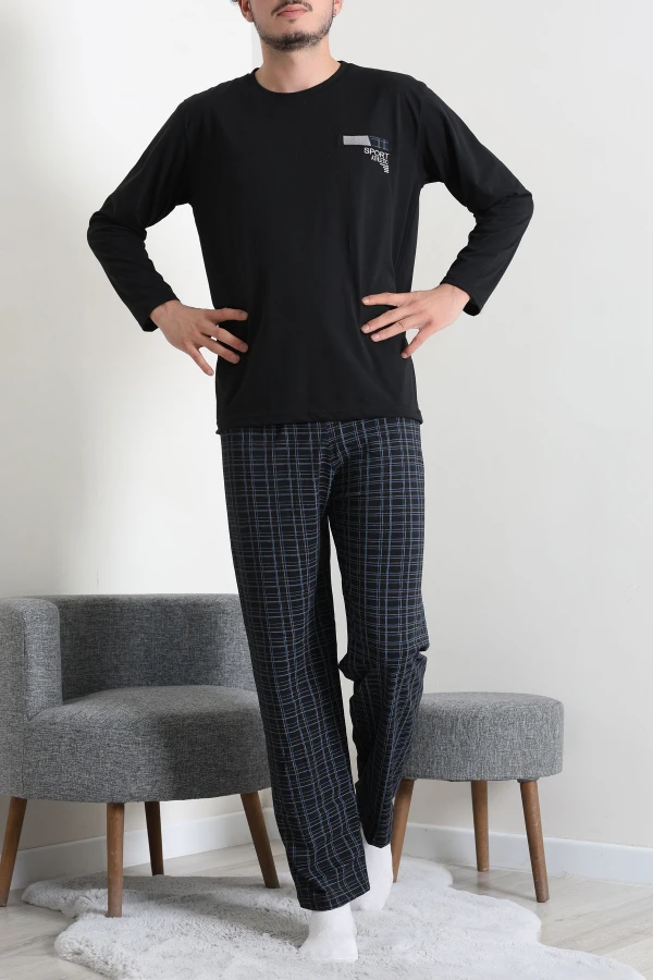 Süprem Ekose Erkek Pijama Takımı Siyah 4