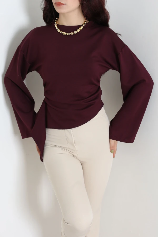 Kimono Kol Modal Bluz Mürdüm 5