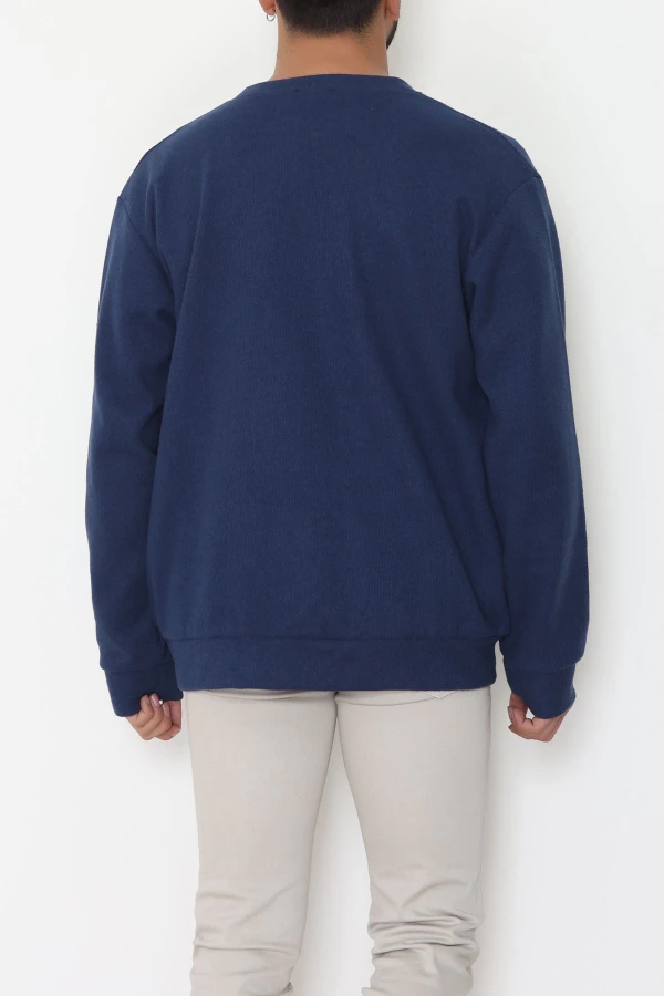 Fermuarlı Selanik Kumaş Erkek Sweat Lacivert 9