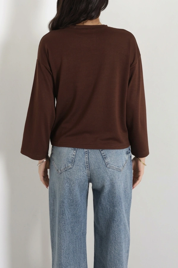 Baskılı Modal Sweat Kahve 7