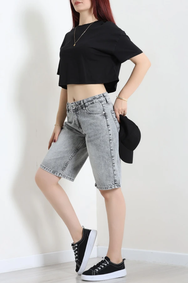 Denim Şort Gri 4