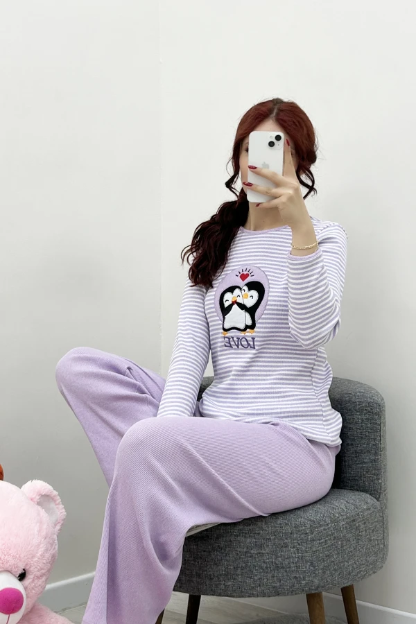 Kaşkorse Pijama Takımı Lila 3