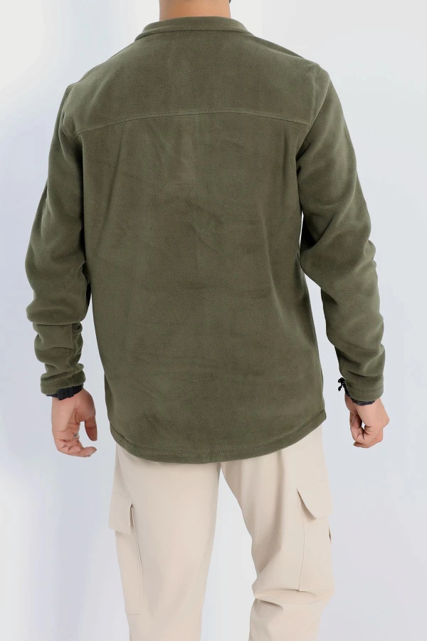 Yarım Fermuar Erkek Polar Sweat Haki 8