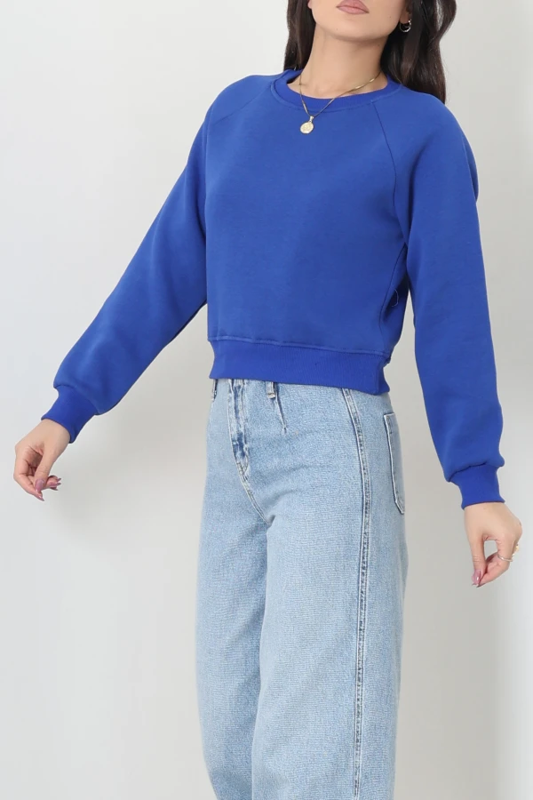 Bisiklet Yaka 3 İplik Sweat Saks 3