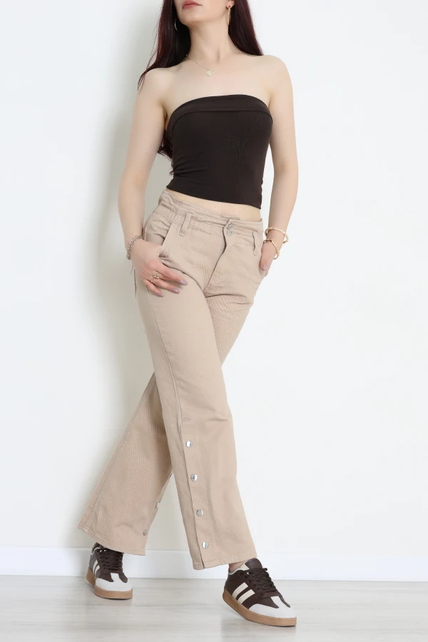 Kadın Kumbeji Paça Çıtçıtlı Kot Pantolon 2