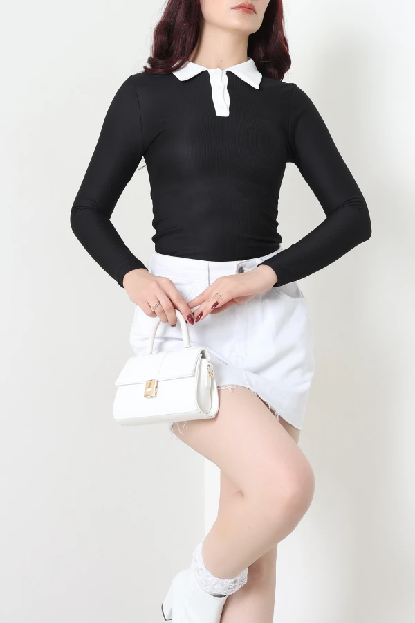 Polo Yaka Ottomon Body Siyah