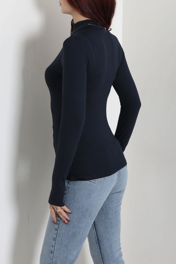 Kadın Koyu Lacivert Parmak Geçmeli Basic Body 7