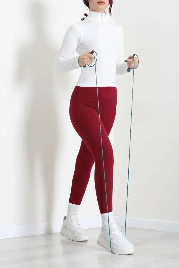 Kadın Ekru Dalgıç Kumaş Fermuarlı Basic Body 2