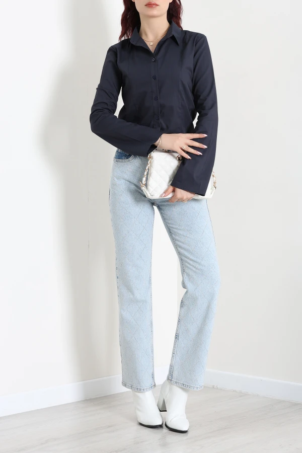 Poplin Kumaş Fit Gömlek Koyulaci 2