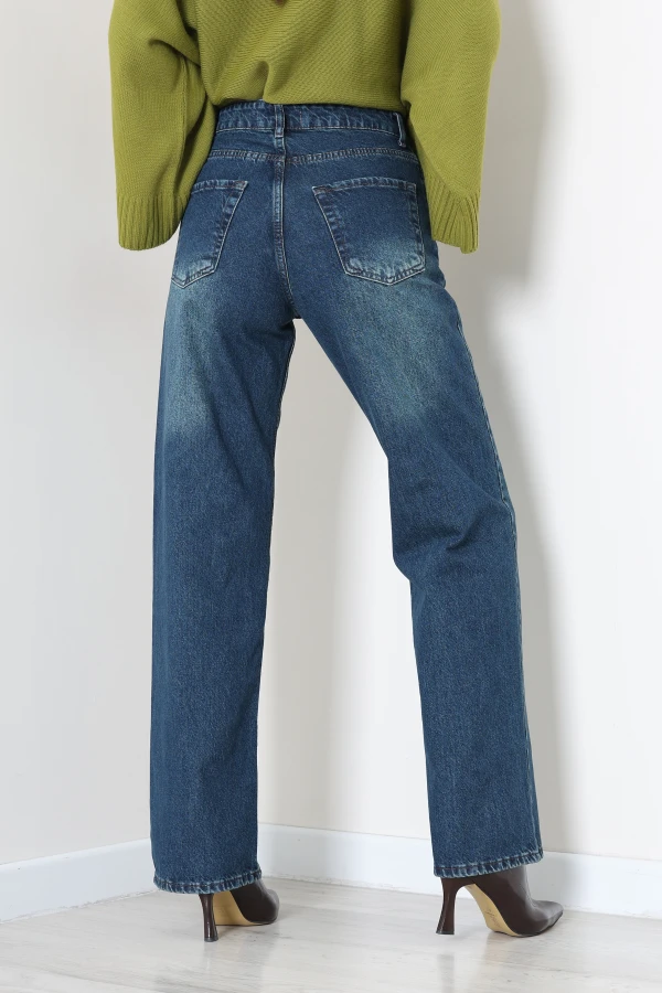 Geniş Paça Palazzo Kot Pantolon Mavi 7