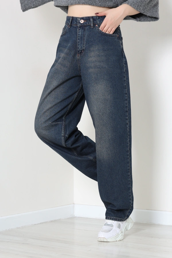 Kadın Kahverengi Baggy Fit Yüksek Bel Kot Pantolon 5