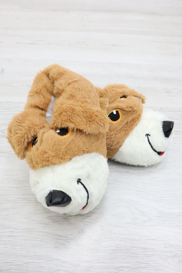 Çocuk Camel Ev Panduf Sıcak Kaymaz Peluş Taban 4