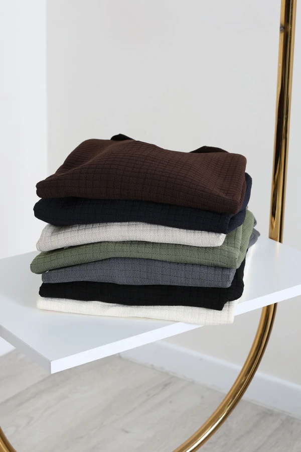 Erkek Siyah Polo Yaka Triko Sweat Uzun Kollu Basic 10