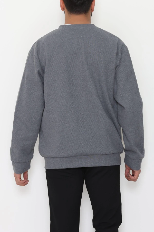 Fermuarlı Selanik Kumaş Erkek Sweat Füme 9